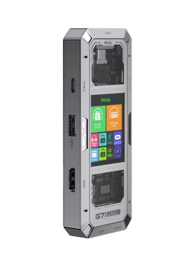 PIVA G71 7 in 1 Aluminum Alloy Office Docking Station Smart Screen Display Type-C to HDMI2.0 USB3.0 HUB PD100W Adapter - Image 1